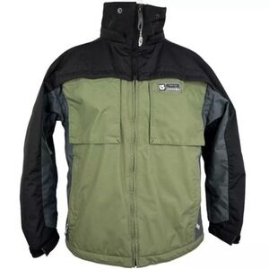 Burton Snowboard Jacket Womens L 14-16 Green Black Colorblock Insulated Hoodless